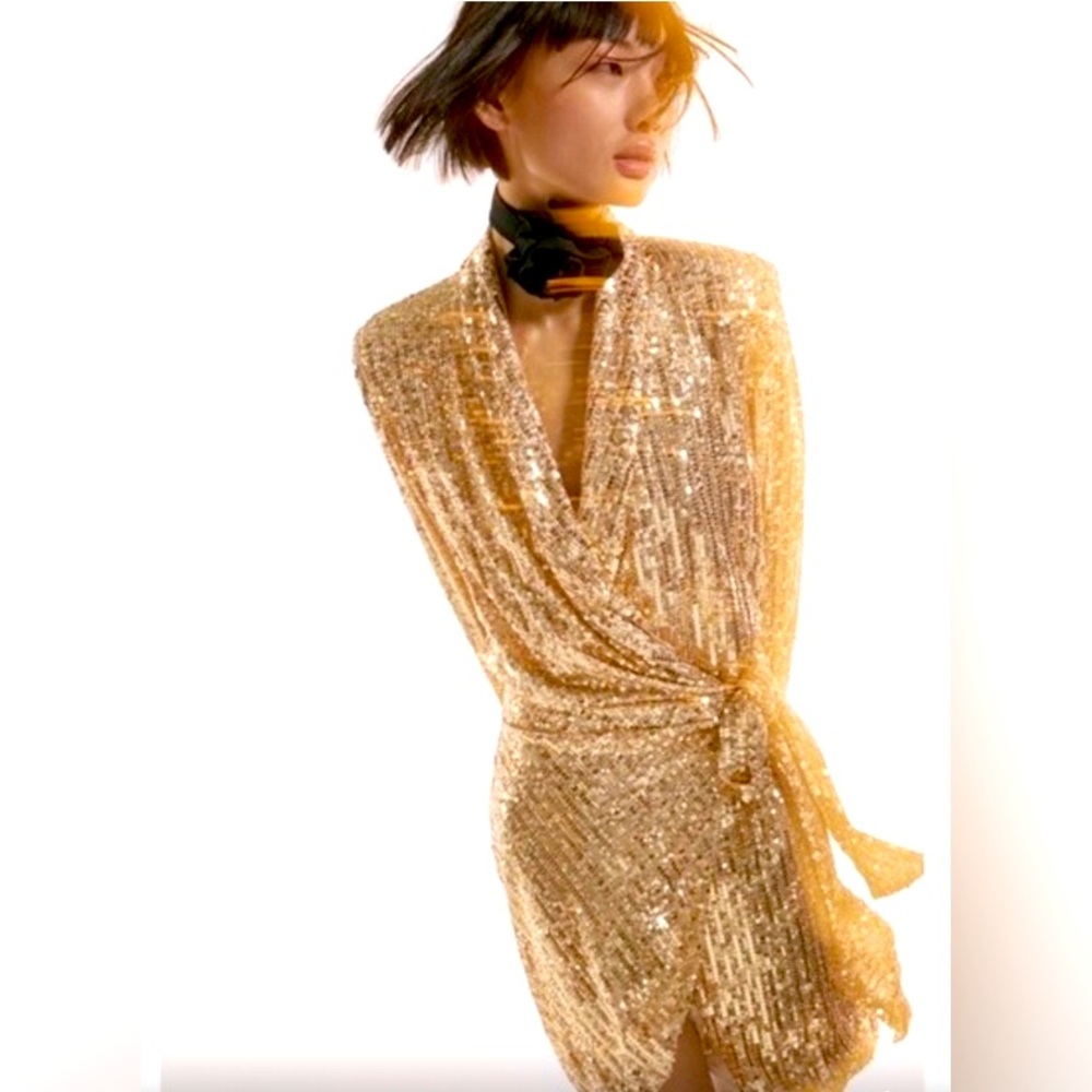 Zara NEW Gold Sequin Dress- Blogger Favorite